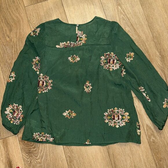 Figueroa‎ & Flowers Women's Rayon Blend Green Embroidered Blouse Small - Picture 5 of 8